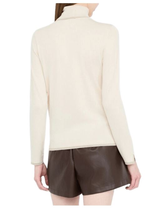 Dolcevita da donna in misto viscosa con dettagli in lurex, colore beige chiaro LIU JO | MF5229-MS49I20304